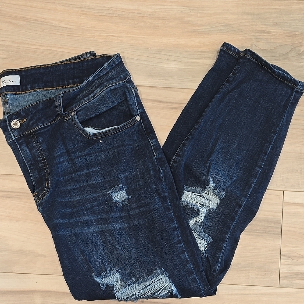 KanCan Blue Skinny Jeans with Vintage Distressing
